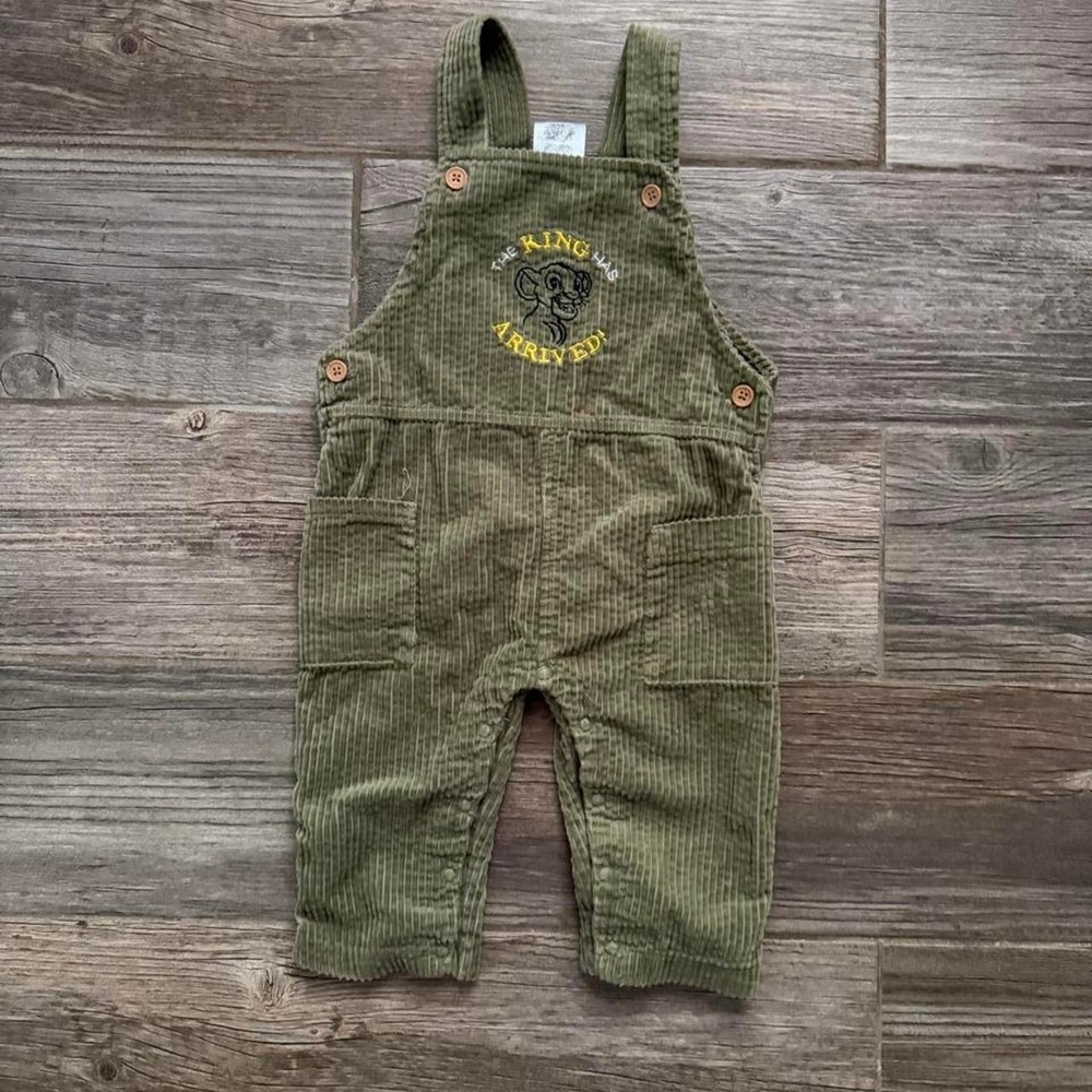 Vintage Disney lion king Baby Green Corduroy Overalls size 12M
